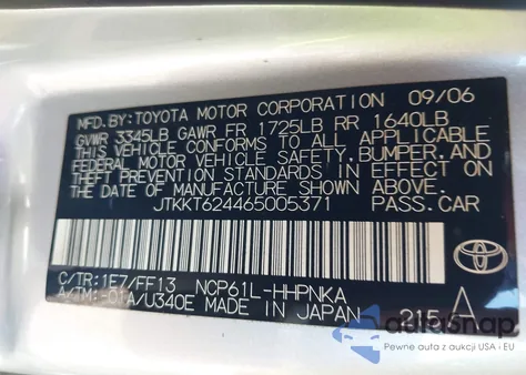 2006 Scion Xa from USA, damaged, VIN JTKKT624465005371